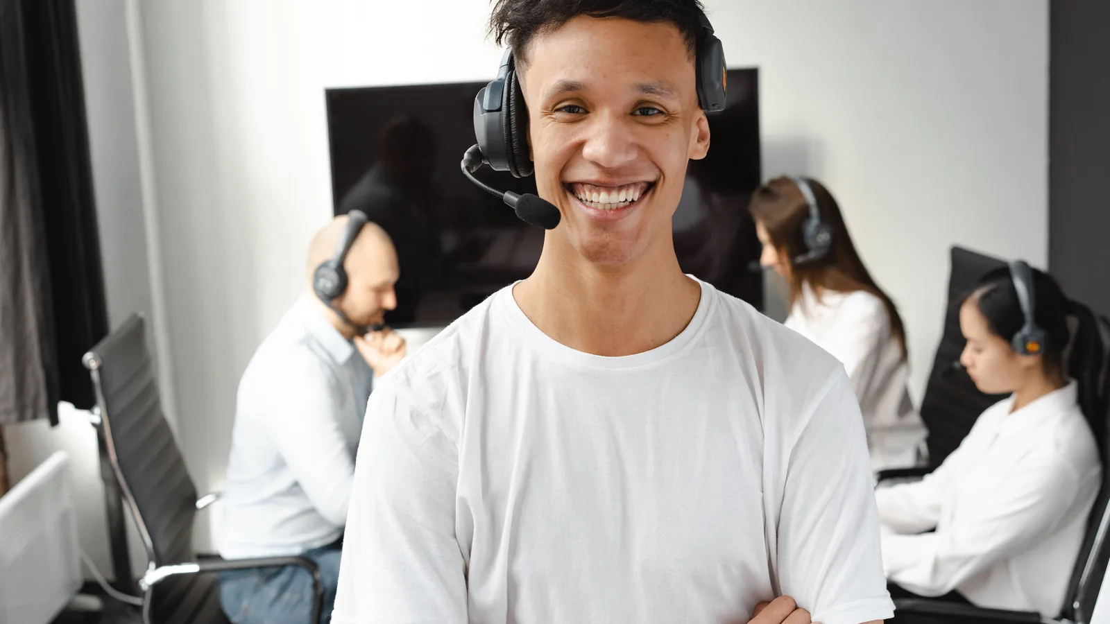 Friendly support specialist with a headset